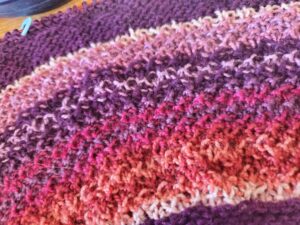 Karen's Mastodon banner, her knitting, a close up.