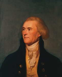 Portrait of Thomas Jefferson which hangs in the Thomas Jefferson State Reception Room on the 8th floor of the main U.S. Department of State building in Washington, D.C. It was painted by Charles Willson Peale while Jefferson was Secretary of State.