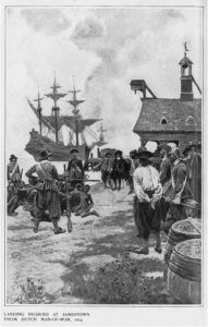 Africans landing at Jamestown, Virginia in 1619