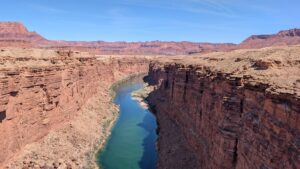 The Colorado River as seen from Navajo Bridge over Marble Canyon in Coconino County, Arizona. Photo: A.C. Scally