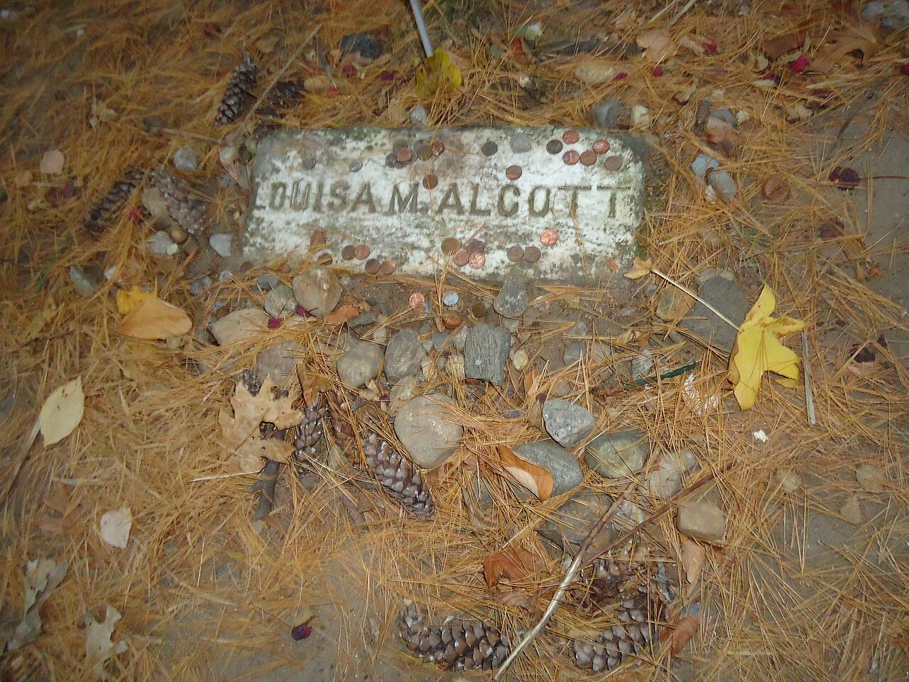 Louisa May Alcott's grave in Sleepy Hollow Cemetery, Concord, Massachusetts